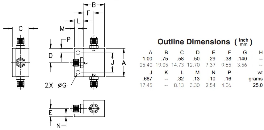 Mechanical Drawing - Mini-Circuits ZMX Frequency Mixer