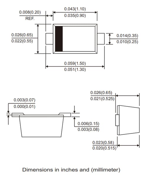 Mechanical Drawing - Comchip Technology CPDE5V0U ESD Protection Diode