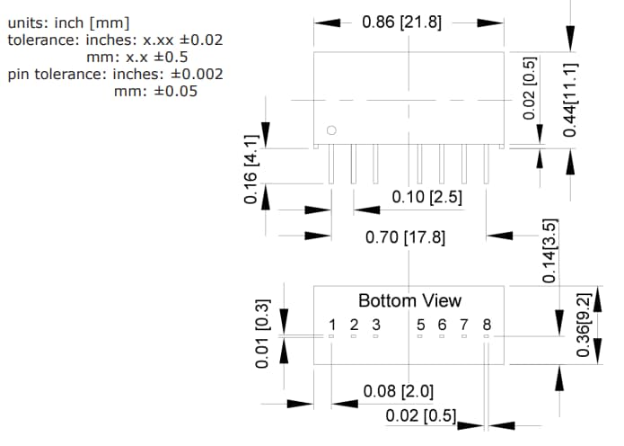 Mechanical Drawing - CUI Inc DQQ3-S DC-DC Converters