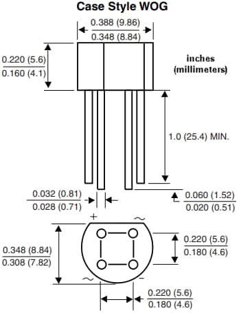 Mechanical Drawing - Vishay B125Cx Single-Phase Bridge Rectifiers