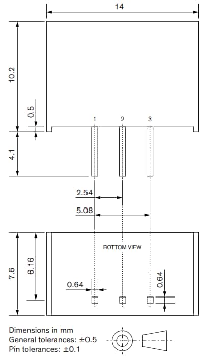 Mechanical Drawing - TRACO Power TSR 2N/3N Non-Isolated DC/DC Converters (POL)