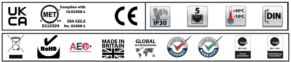 Brainboxes SW-015 5-Port Unmanaged Gigabit Ethernet Switch