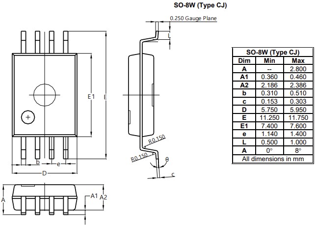 Mechanical Drawing - Diodes Incorporated API772X Dual-Channel Digital Isolators