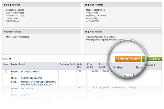 Botón Programar pedido en la página Historial de pedidos.